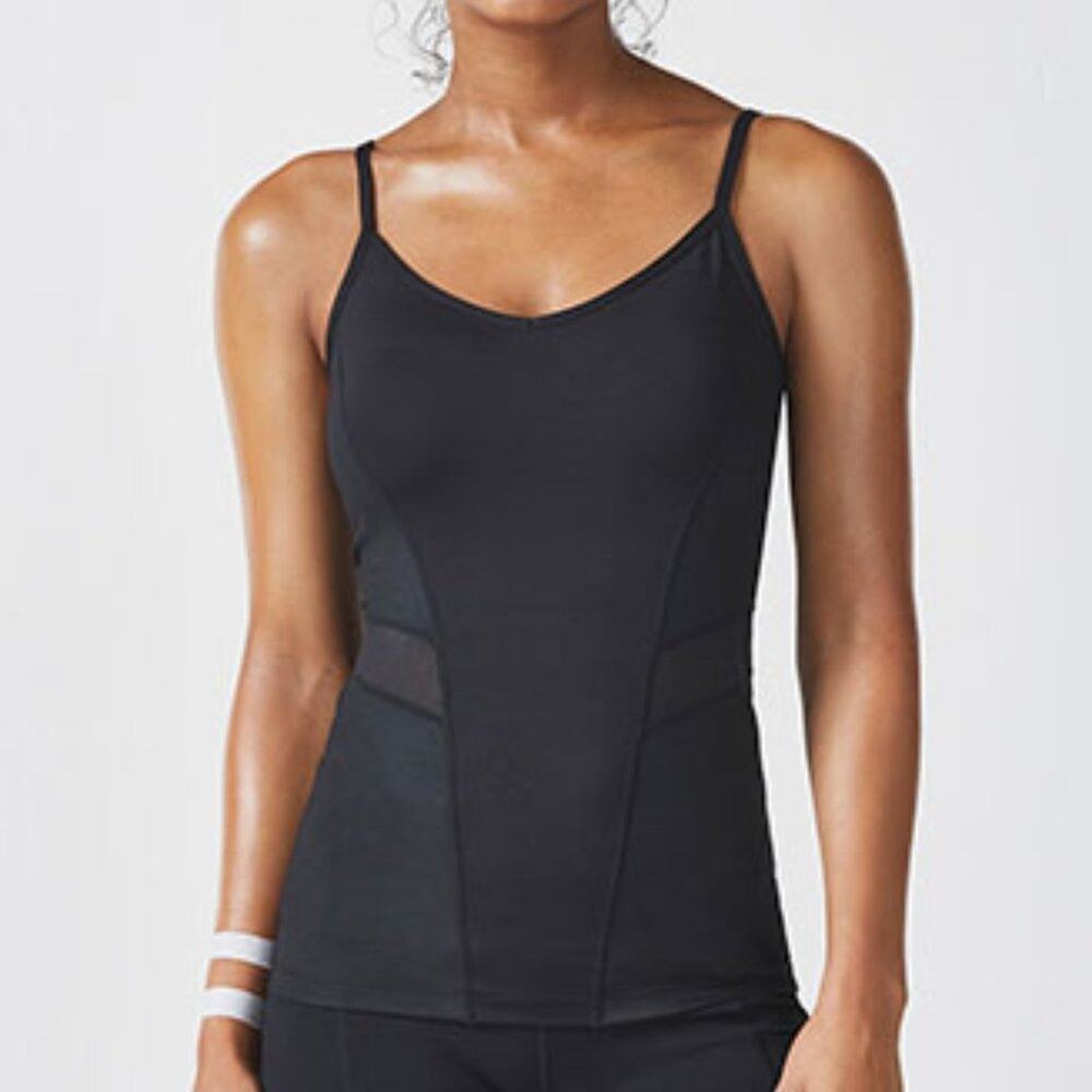 FABLETICS |‎ Black "Narwhal" Tank Top Spaghetti Strap Mesh Insert Shirt